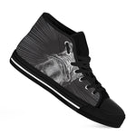 Black And White Crazy Donkey Print Black High Top Shoes