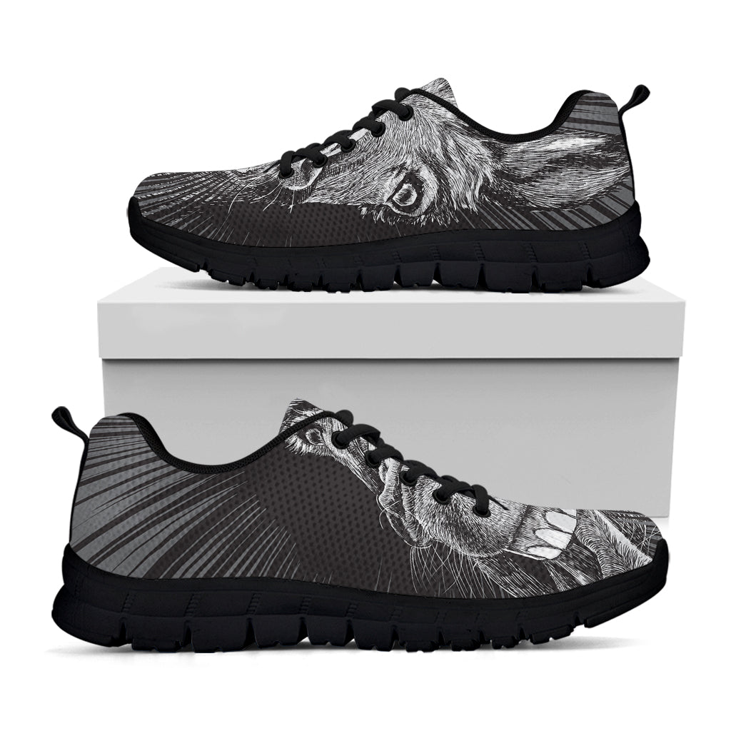 Black And White Crazy Donkey Print Black Sneakers