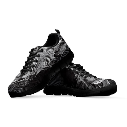Black And White Crazy Donkey Print Black Sneakers