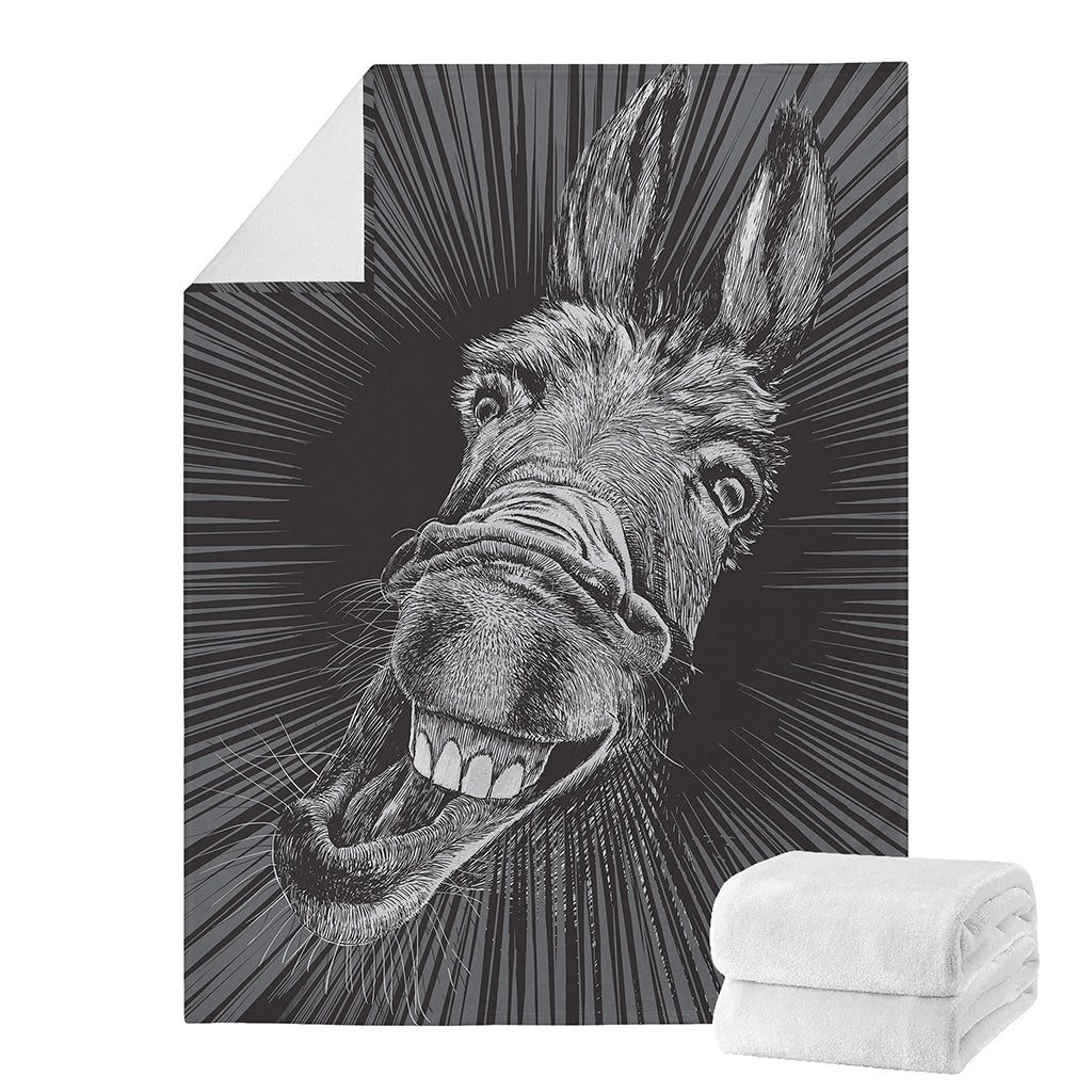 Black And White Crazy Donkey Print Blanket