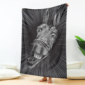 Black And White Crazy Donkey Print Blanket
