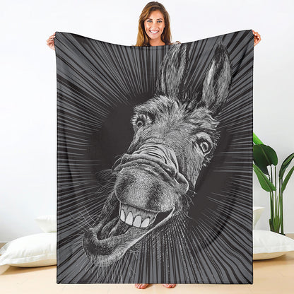 Black And White Crazy Donkey Print Blanket