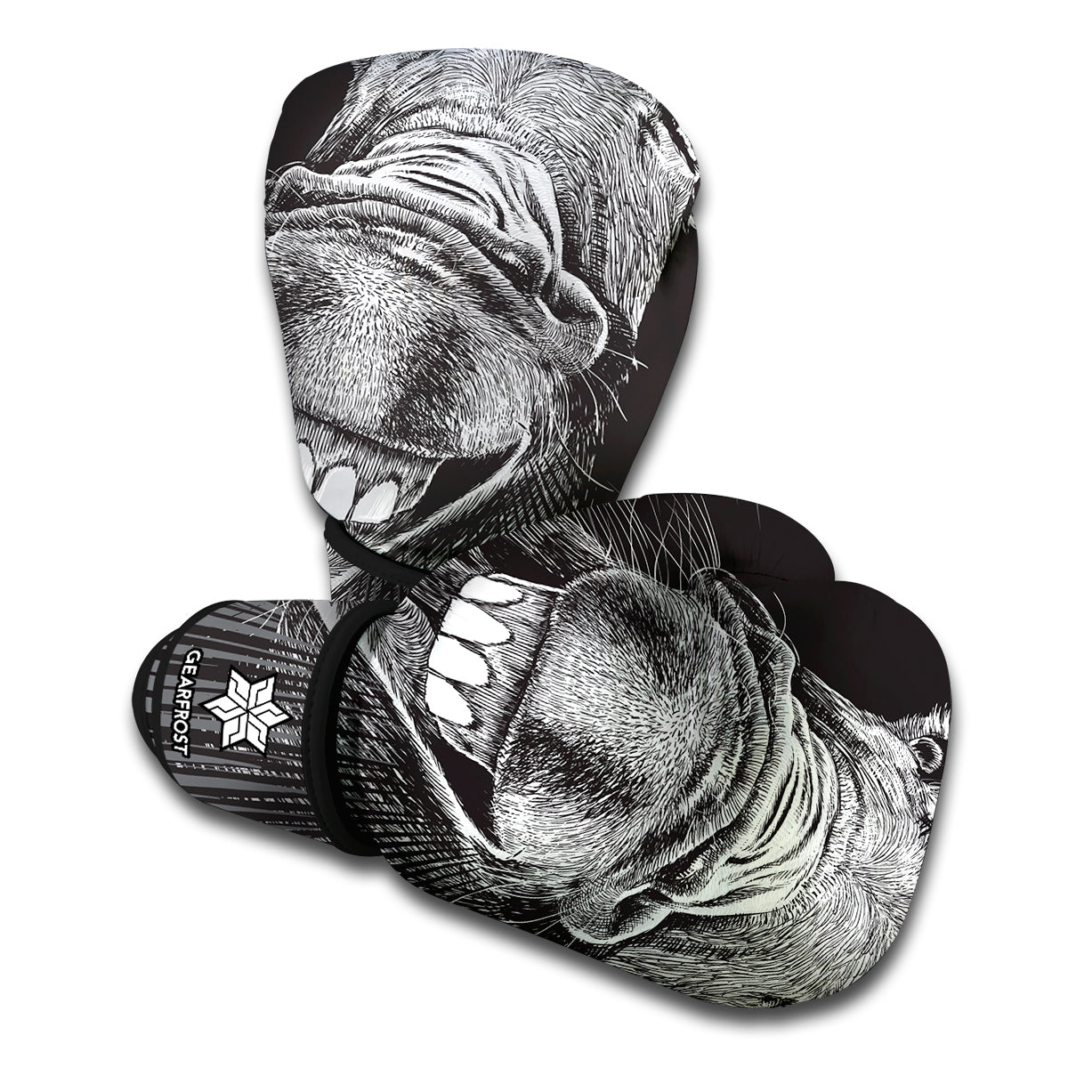 Black And White Crazy Donkey Print Boxing Gloves