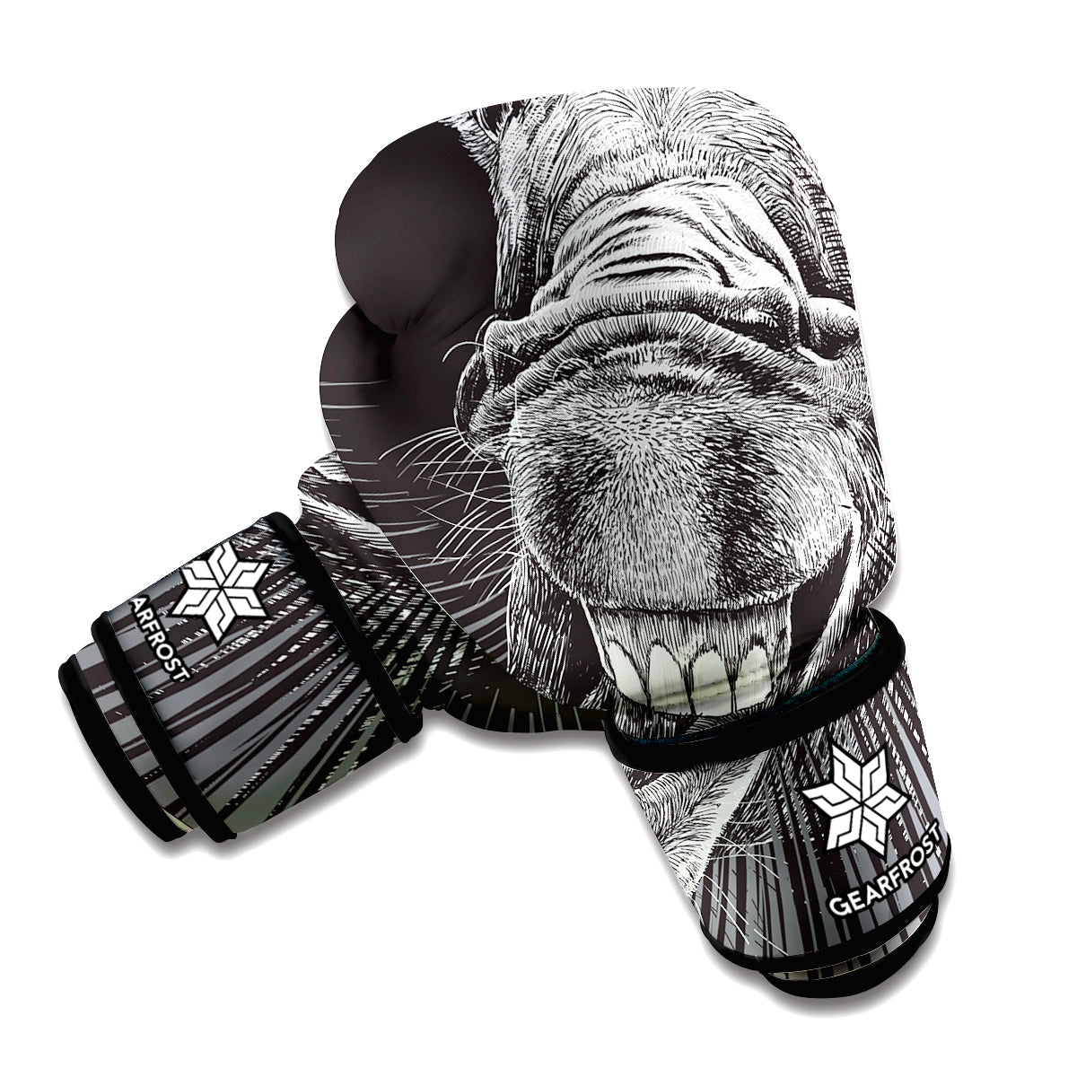 Black And White Crazy Donkey Print Boxing Gloves