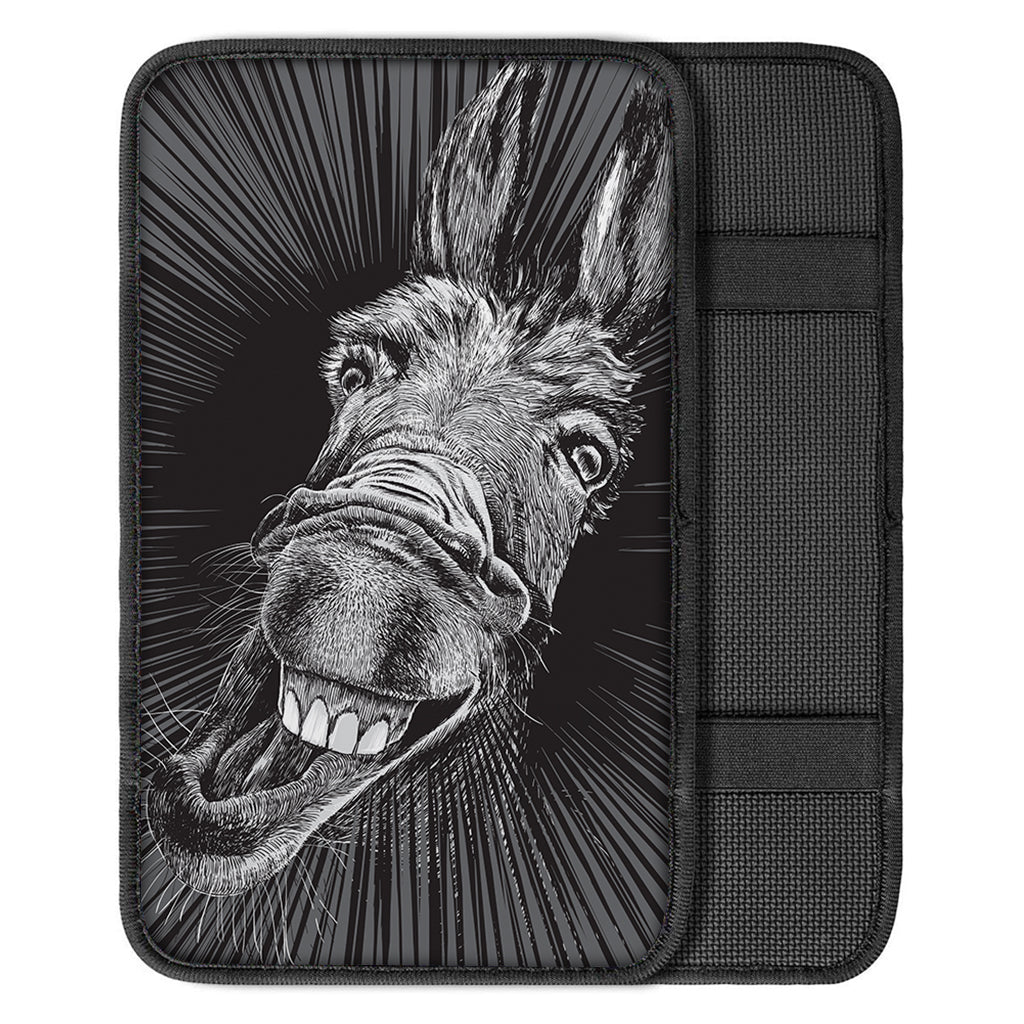 Black And White Crazy Donkey Print Car Center Console Cover