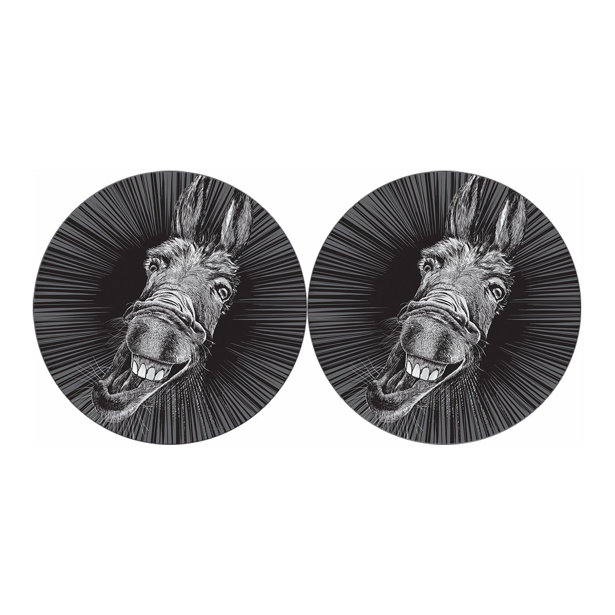 Black And White Crazy Donkey Print Car Coasters