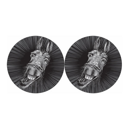 Black And White Crazy Donkey Print Car Coasters
