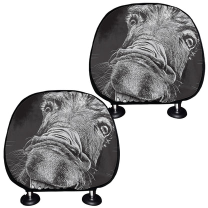 Black And White Crazy Donkey Print Car Headrest Covers