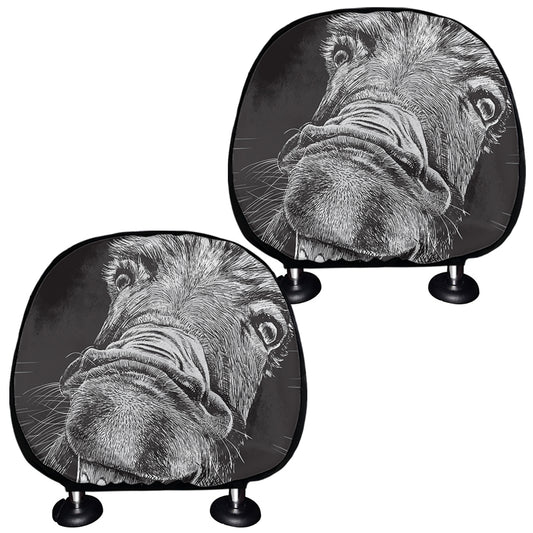 Black And White Crazy Donkey Print Car Headrest Covers