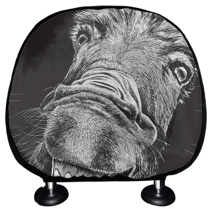 Black And White Crazy Donkey Print Car Headrest Covers