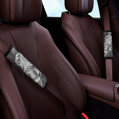 Black And White Crazy Donkey Print Car Seat Belt Covers