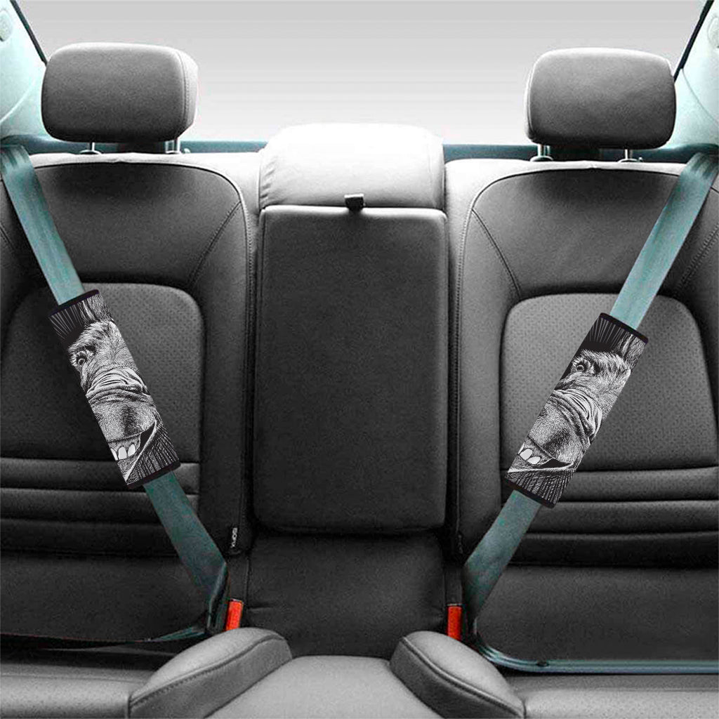 Black And White Crazy Donkey Print Car Seat Belt Covers