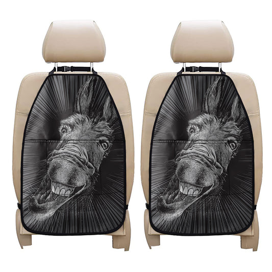 Black And White Crazy Donkey Print Car Seat Organizers