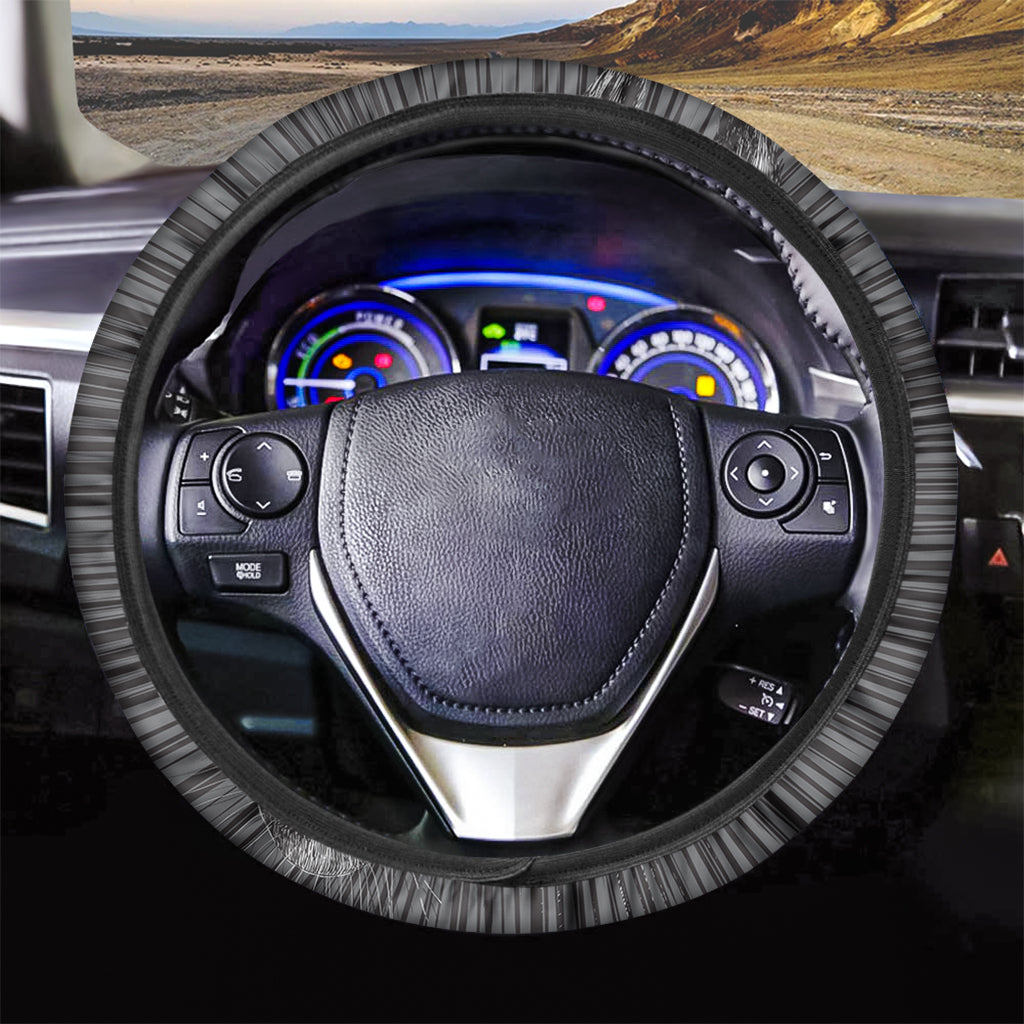 Black And White Crazy Donkey Print Car Steering Wheel Cover