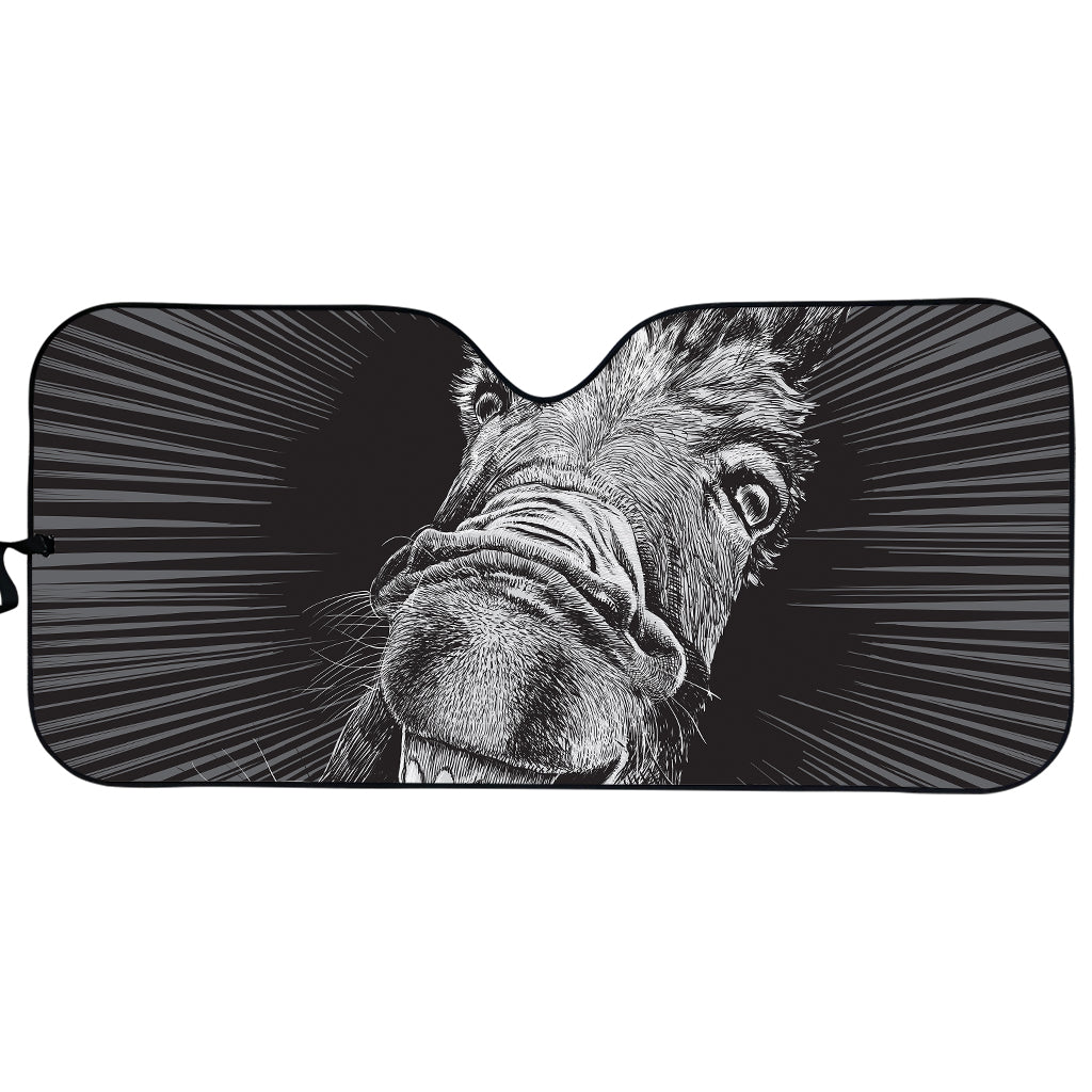 Black And White Crazy Donkey Print Car Sun Shade