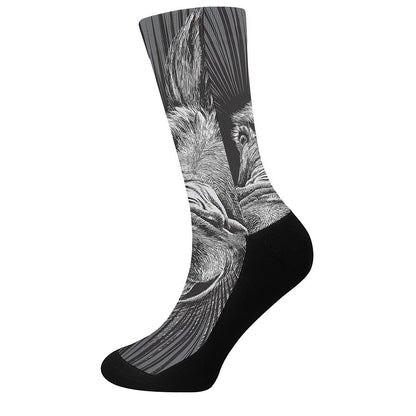 Black And White Crazy Donkey Print Crew Socks
