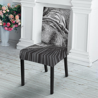 Black And White Crazy Donkey Print Dining Chair Slipcover
