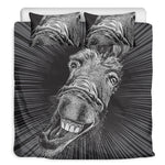 Black And White Crazy Donkey Print Duvet Cover Bedding Set