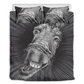 Black And White Crazy Donkey Print Duvet Cover Bedding Set