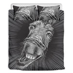 Black And White Crazy Donkey Print Duvet Cover Bedding Set