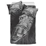 Black And White Crazy Donkey Print Duvet Cover Bedding Set
