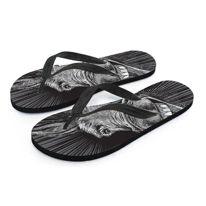 Black And White Crazy Donkey Print Flip Flops