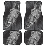 Black And White Crazy Donkey Print Front and Back Car Floor Mats