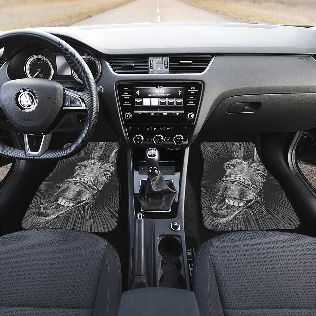 Black And White Crazy Donkey Print Front and Back Car Floor Mats