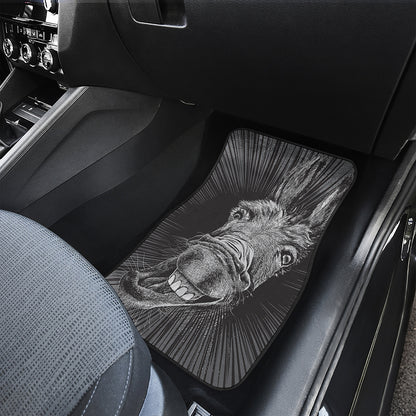 Black And White Crazy Donkey Print Front and Back Car Floor Mats