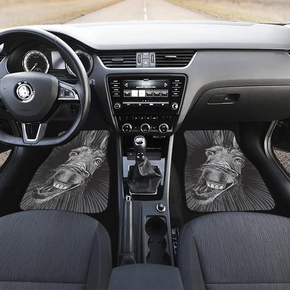 Black And White Crazy Donkey Print Front Car Floor Mats