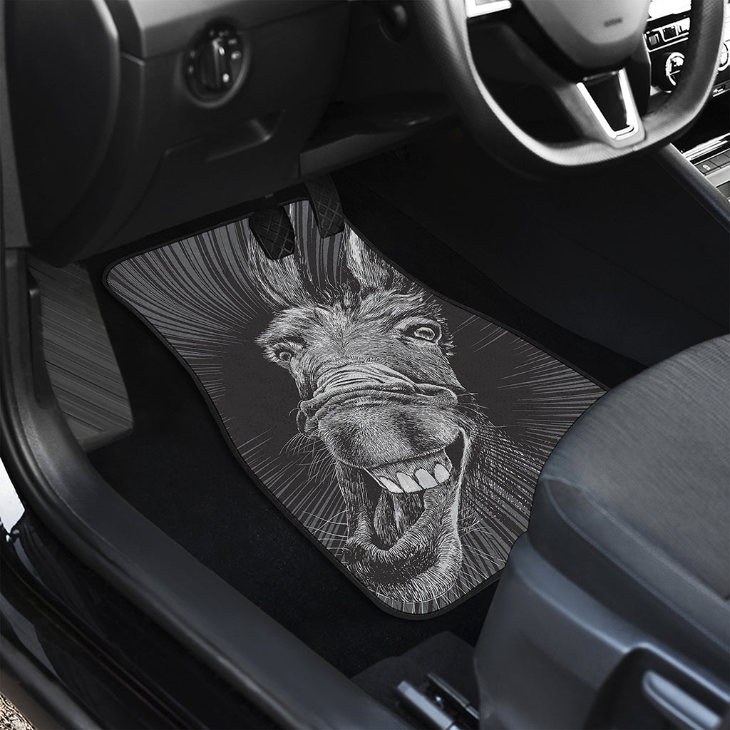 Black And White Crazy Donkey Print Front Car Floor Mats