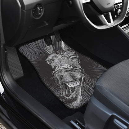 Black And White Crazy Donkey Print Front Car Floor Mats