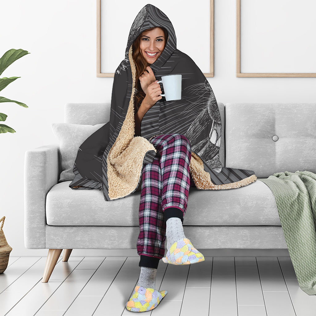 Black And White Crazy Donkey Print Hooded Blanket
