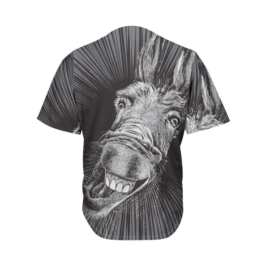 Black And White Crazy Donkey Print Men's Baseball Jersey