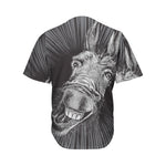 Black And White Crazy Donkey Print Men's Baseball Jersey