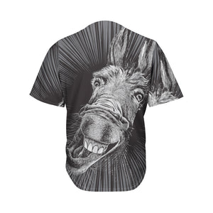 Black And White Crazy Donkey Print Men's Baseball Jersey