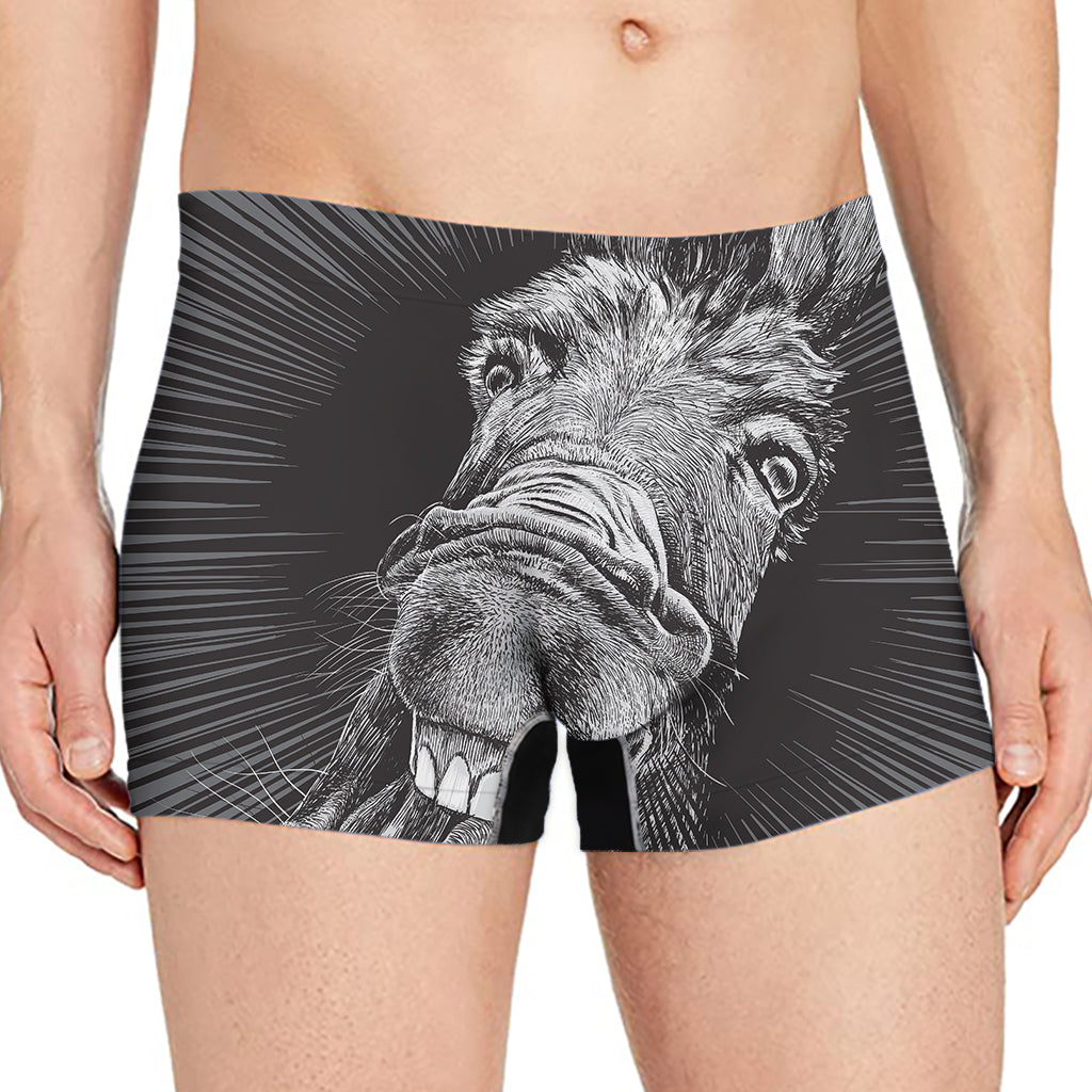 Black And White Crazy Donkey Print Men's Boxer Briefs