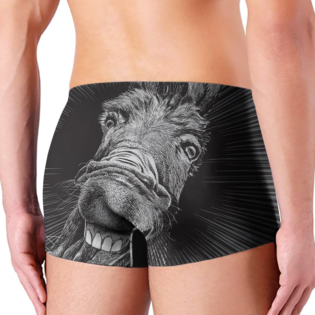 Black And White Crazy Donkey Print Men's Boxer Briefs