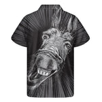 Black And White Crazy Donkey Print Men's Short Sleeve Shirt
