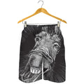 Black And White Crazy Donkey Print Men's Shorts