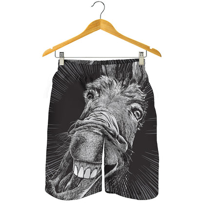 Black And White Crazy Donkey Print Men's Shorts