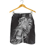 Black And White Crazy Donkey Print Men's Shorts