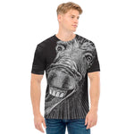 Black And White Crazy Donkey Print Men's T-Shirt