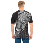 Black And White Crazy Donkey Print Men's T-Shirt