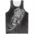 Black And White Crazy Donkey Print Men's Tank Top