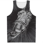 Black And White Crazy Donkey Print Men's Tank Top