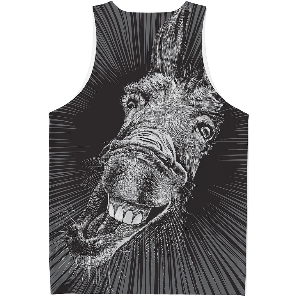 Black And White Crazy Donkey Print Men's Tank Top