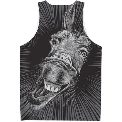 Black And White Crazy Donkey Print Men's Tank Top