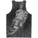 Black And White Crazy Donkey Print Men's Tank Top