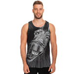 Black And White Crazy Donkey Print Men's Tank Top